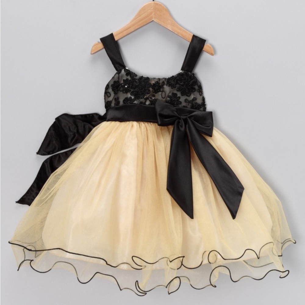 NWT Chic Baby Black and Gold Layered Tulle Dress size 12